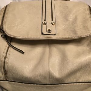 Vegan Leather Cream Backpack